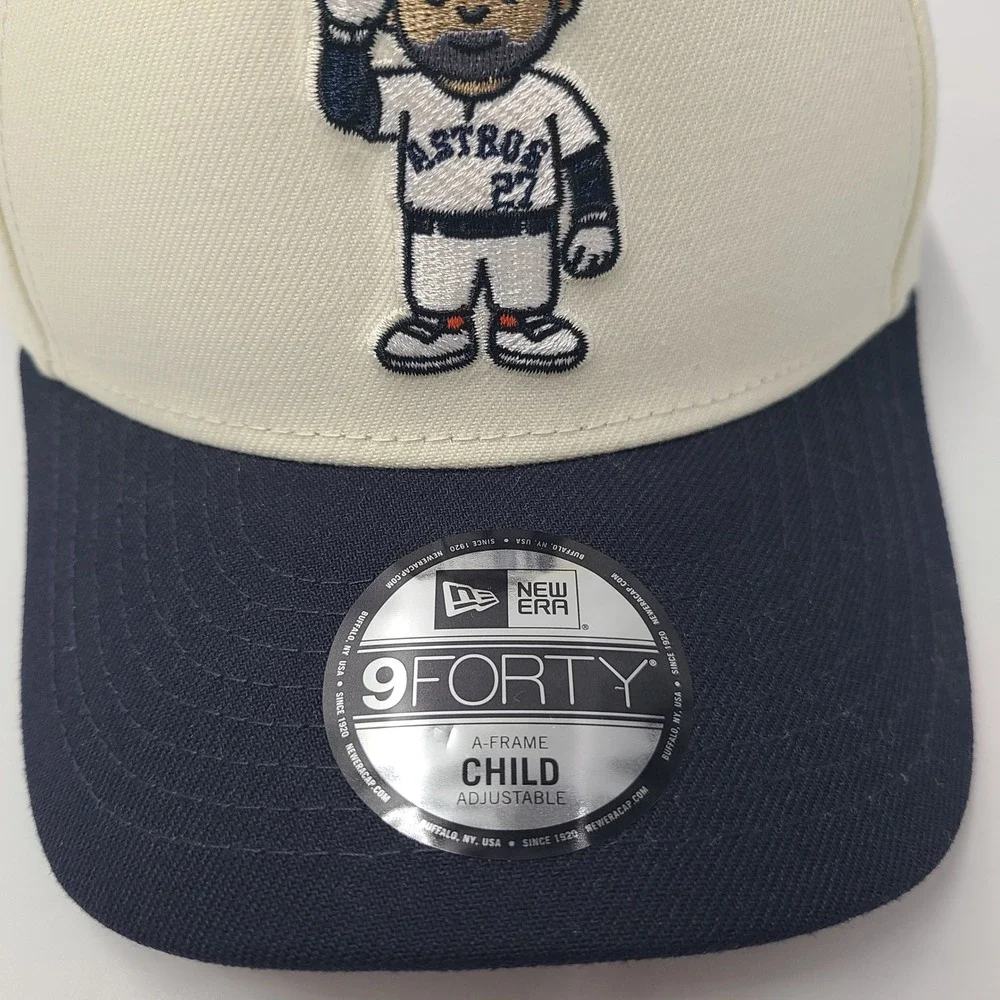 Child Houston Astros Hat Snapback New Era 9Forty Cream Blue MLB Jose Altuve Boys